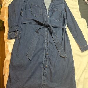 Classic Blue Denim Midi Dress